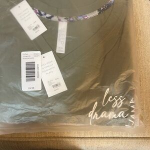 Olive Green Sleep Shirt with Floral Trim